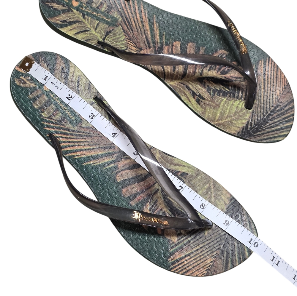 IPANEMA WAVE SCENIC FLIP FLOPS GREEN SMOKE PALM LEAVES 9 - Picture 3 of 6